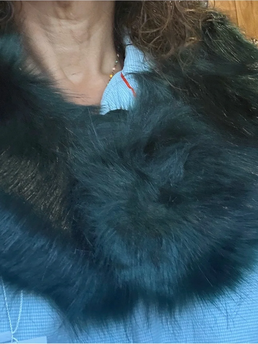 Dark Green Faux Fur Collar Scarf